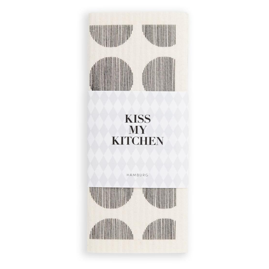 Kiss my Kitchen Schwammtuch Dots Black White weißer Hintergrund