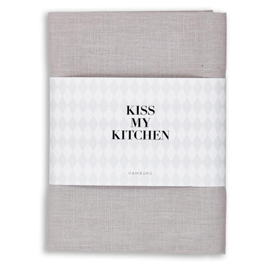 Kiss my kitchen Geschirrtuch Uni Taupe vorne